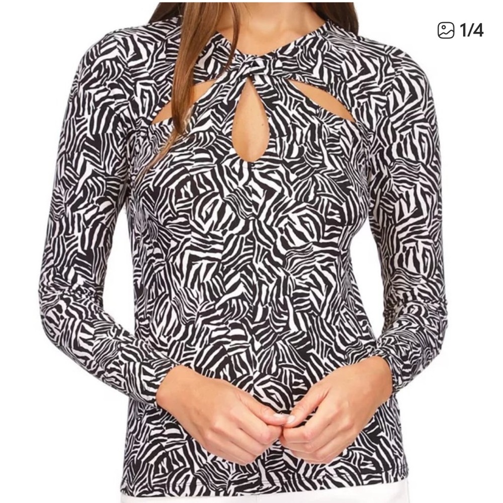 MICHAEL MICHAEL KORS Women's Printed Twist Keyhole top